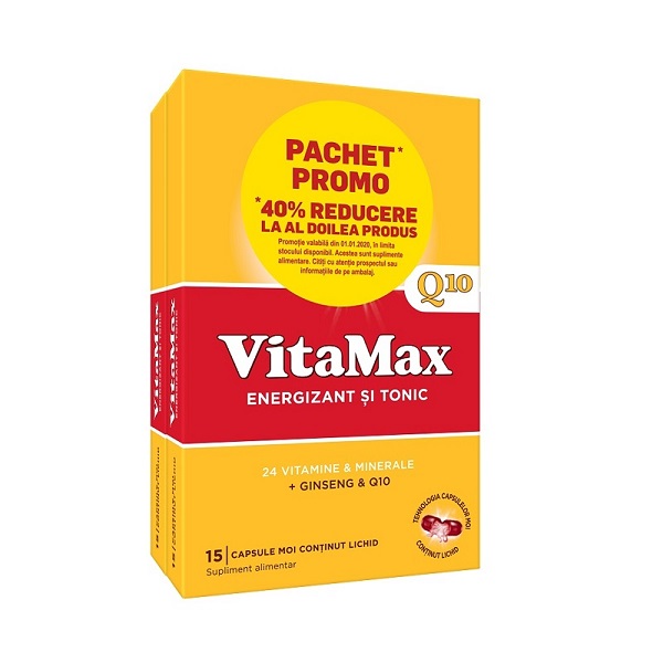 Pachet Vitamax Q10, 15 capsule + 15 capsule, Perrigo